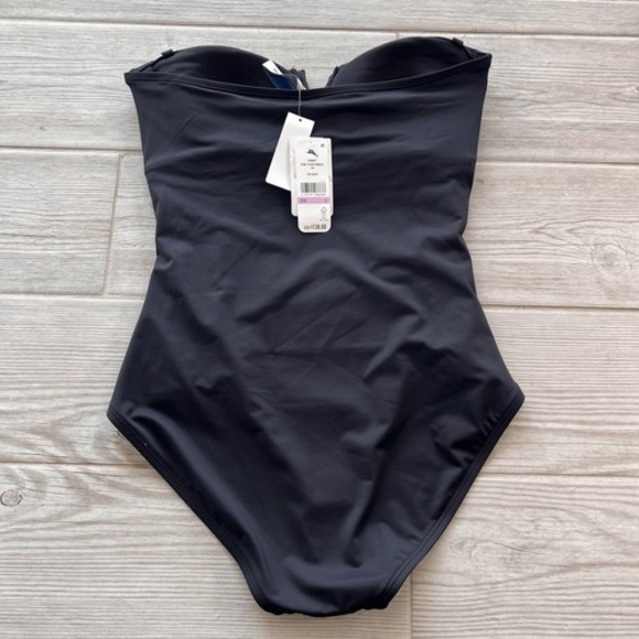 Tommy Bahama Womens Black‎ Pearl V Front Bandeau One Piece  Swimwear Size 6 NWT - Picture 4 of 6
